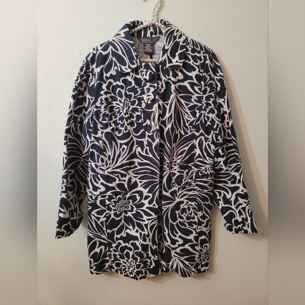 George Me By Mark Eisen Floral Trench Coat